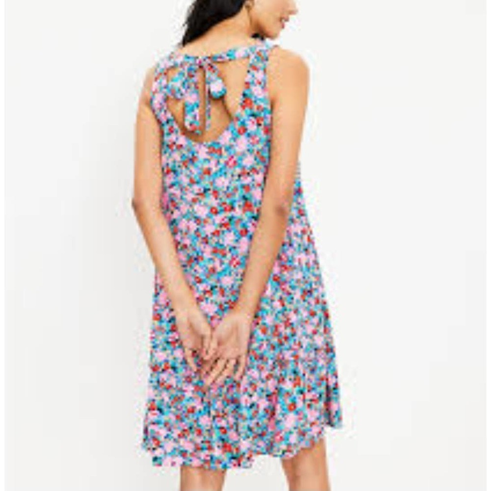 Loft Ann Taylor daisy tie back flounce mini sleeveless dress NWT
